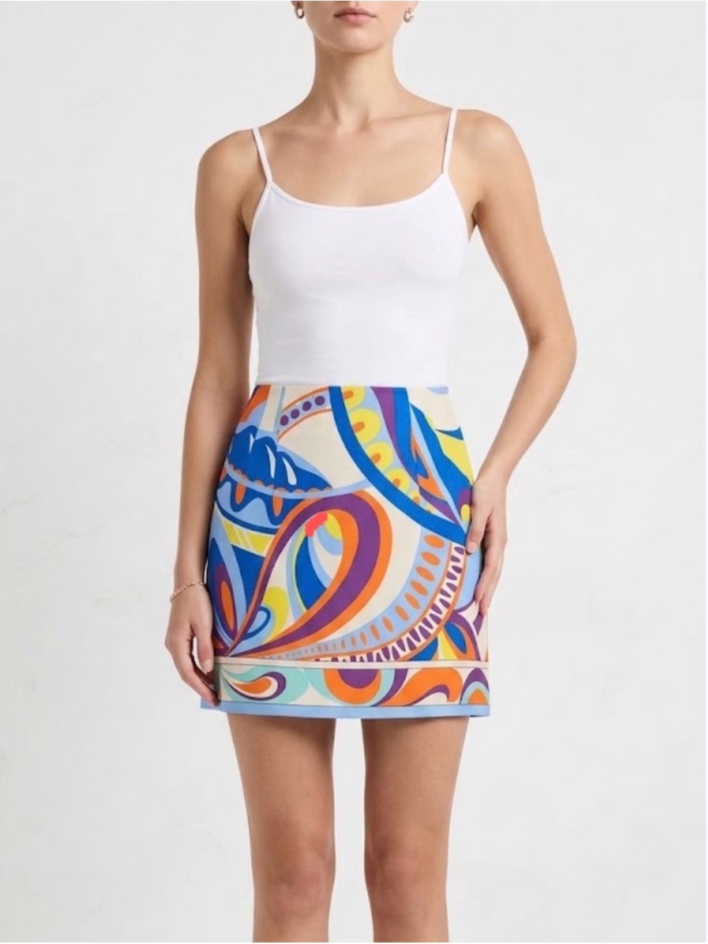 Zara Multicolor Paisley Print Mini Skirt - Blue, Orange, Yellow, Pink, Purple